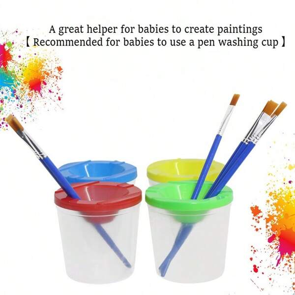 1/2/5pcs Set, Spill-Proof Painting Cups Without Painting Brushes, Multicolor Plastic Cups Suitable For DIY Painting Crafts