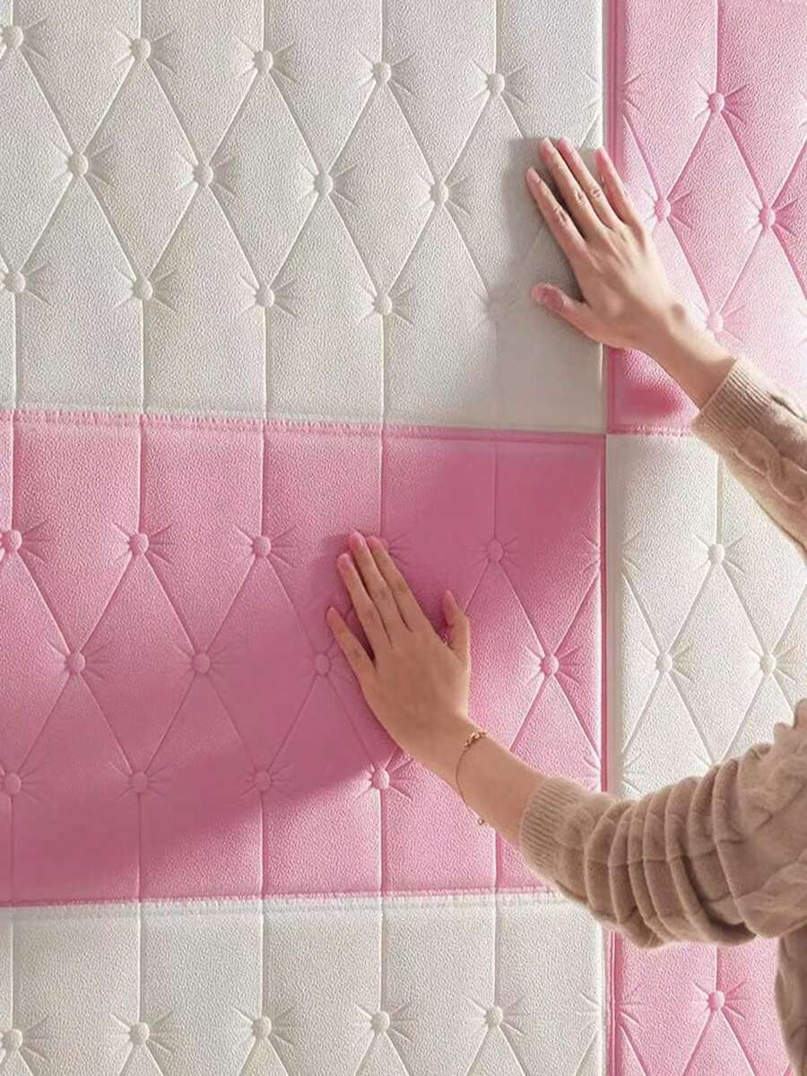 4 件 27.55 X 13.78 X 0.16 英寸，3D 墙板，压花 XPE 泡沫壁纸，仿皮革纹理，压花纹理，圣诞家居装饰，儿童房装饰，可重复使用，可定制，床头板衬垫，隔音厚壁装饰，房间装饰，防水、防潮、防尘、防撞贴纸