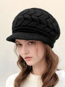 1pc Women's Hat & Gloves Set, Fashionable Casual Knitted Beanie Hat, Suitable For Autumn/Winter Daily Use, Outdoor Travel, Hiking, Skiing, Cycling, Climbing, Photography And More