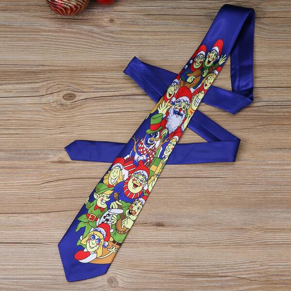 1 قطعة ربطة عنق كاجوال من البوليستر بتصميم نمط جديد، بتصميم دمية السيرك، مناسبة للكريسماس والأعياد والعروض المسرحية