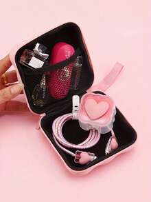 Cute Girl Portable Storage Bag, Fits Hard Drive, Cables, Charger, Earphones, Coins, Cartoon Power Bank, Shockproof Case Travel Essentials Charger Case Digital Camera Accessories Cable Organizer Electronic Organizer Waterproof For Travel For Tech For Women For Men