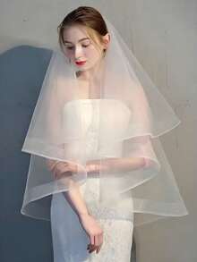 Voal de mireasă cu legături contrastante, voal de mireasă alb pentru nuntă