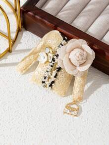 1pc Elegant Handmade Fabric Brooch, College Badge Design, Luxury Jewelry Brooch Pin, Suitable For Daily Wear, Gift For Dates - Retro - View 15