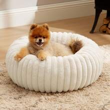 1pc Thick Plush Pet Bed, Warm And Comfortable Pet Nest, Suitable For Small, Medium And Large Indoor Pets Like Cats And Dogs - Beige - View 8
