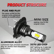 2 个 H7 LED 汽车前照灯灯泡 - 远光灯或近光灯，12V/24V，6000K 白色，适用于雾灯、日间行车灯！ - 2個 - 查看 3