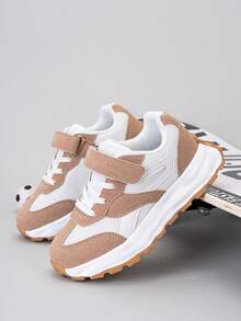 1 Pair Boys' Shoes, 2026 Spring & Autumn New Children's Sports Shoes, Leather Upper Breathable Chunky Sneakers, Toddler & Big Kid Sneakers