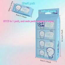 8片装创意卡通熊图案湿巾，居家旅行便携湿纸巾 - 霧霾藍 - 查看 2