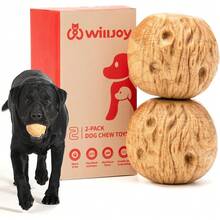 Willjoy Dog Chew Toys For Aggressive Chewers, Tough Dog Toys For Aggressive Chewers, Pine Wood And Nylon Indestructible Dog Toy, Bacon Flavor Large Dog Toys To Keep Them Busy - 2個裝 RollBalls - 查看 2