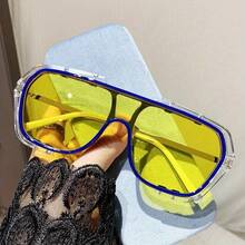 Unisex Slimming Fashion Glasses - Irregular Mirror Gradient Yellow Blue, Half Frame Design, Lightweight Decorative Glasses Suitable For Clubs, Street Photography, Parties And Festivals (Christmas, Lunar New Year, Carnival),  Glasses, Durable Glasses, Clear Vision Glasses - Khung đen màu xám - Xem 9