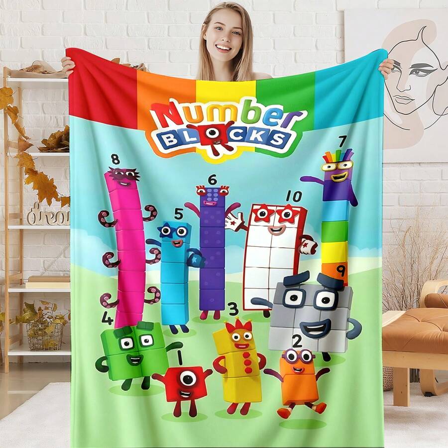 Numberblocks Math Adventure Flannel Throw Blanket Colorful Educational Character Design Soft Warm Lightweight Blanket For Kids Playroom Classroom Nursery Bedroom Couch Learning Time Gift For Boys Girls Children Fans Birthday Christmas Educational Present, Versatile Shawl/Blanket: Durable, Comfy, Breathable, Easy-Care. Multi-Use: Bed/Sofa/Camp/Travel/Office/Car/Desk. Events: NY/V-Day/Fall/StPats/Halloween/Tgiving/Xmas/Solstice/Easter/Mom&Dad/July4/LaborDay. Patterns: Cheetah/Stripe/Plaid/Houndstooth/Geo/Animal/Botanical/Abstract/US Flag/Holiday Plaid. Types: Throw/Stitch/Hand-Stitched/Thermal/Flannel/Microfiber/Bamboo. Fringe/Tassels/Poms. Fabrics: Sherpa/Chunky/Cable Knit. Features: All-Season, Light Warmth, Anti-Pilling, Gift-Wrap. - Nhiều màu 23 - Xem 1