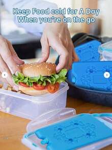 1 pieza/2 piezas/3 piezas/6 piezas Paquetes de hielo para lonchera, paquetes congeladores reutilizables ultra delgados, paquetes de enfriamiento de larga duración para neveras, caja de hielo azul de inyección de agua reutilizable, adecuada para ventilador de aire acondicionado comercial, cadena de frío, refrigeración, transporte de refrigeración, bloque de hielo azul, caja de hielo de inyección de agua para enfriar el hogar, adecuada para vacaciones, reuniones familiares, fiestas