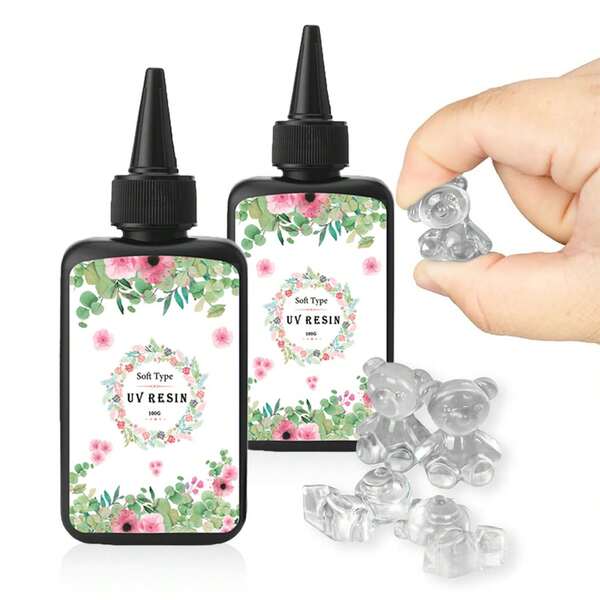 Résine UV souple – Kit de résine UV améliorée, résine ultraviolette transparente à durcissement rapide pour la fabrication de boucles d'oreilles et de bijoux artisanaux 100 g/200 g/300 g