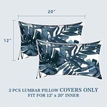 Outdoor/Indoor Throw Pillows, 18x18 Square Pillows With Inserts Bed, Couch, Sofa & Patio Furniture (Set Of 2, Monstera Blue), Decorative Pillows - 棕櫚藍 - 查看 3