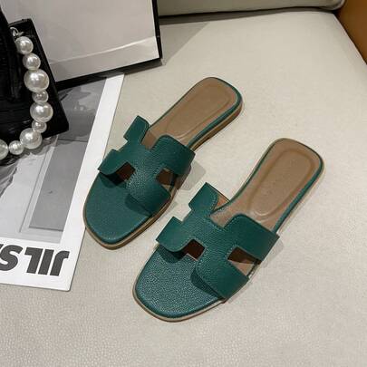 Women's Solid Color Open Toe Flat Sandals, Bohemian Style Strap Flat Slide Sandals, Open Toe Retro Summer Women's Flat Sandals, Elegant And Suitable For Casual, Vacation, Party, Office, Home, Outdoor, Banquet And Other High-End Occasions