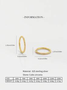 1 Stück 925 Sterling Silber 18G CZ Scharnier-Creolen - Knorpel-Creolen, Helix-Creolen, Nasen-Piercing, Septum-Ring, nahtlose Clicker, winzige Creolen-Ohrringe, Daith-Creolen, Tragus-Creolen, Conch-Piercings, silberne nahtlose Knorpel-Ohrringe, geeignet für den täglichen Gebrauch für Frauen und Männer (6-12mm), weiches Sterling Silber - mit Vorsicht behandeln