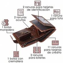 Lukovee Billetera para Hombre Piel, Cartera para Hombre RFID Bloqueo Antirrobo Tarjetero de Cartera Cuero Minimalista, Billetera Hombre Carteras para Caballero Plegable para Hombre Regalo - Negro (Nuevo) - Ver 6