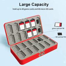 48 In 1 For Switch Game Card Storage Case Magnetic Switch Game Card Box Game Accessories With Soft Silicone Lining - Red - View 4