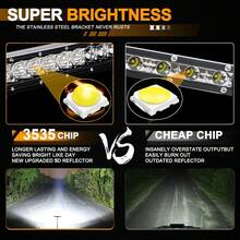 18英寸单排加厚铝合金外壳5D光学透镜线性灯带不锈钢支架，配有蓝色摇杆开关线，超亮混合光束