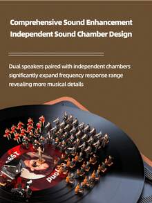 Tourne-disque vinyle trois vitesses portable sans fil avec haut-parleurs intégrés, tourne-disque à entraînement par courroie prenant en charge la connectivité sans fil/USB/carte SD, sortie RCA/entrée AUX/prise casque pour profiter d'une qualité sonore vintage (marron rétro)