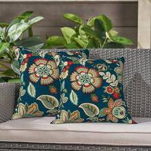 Outdoor/Indoor Throw Pillows, 18x18 Square Pillows With Inserts Bed, Couch, Sofa & Patio Furniture (Set Of 2, Monstera Blue), Decorative Pillows - Peacock Blue - 查看 2
