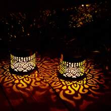 Solar Powered Mandala Iron Art Lamp Wall Light, Warm Light LED, Waterproof, Suitable For Yard, Lawn, Park