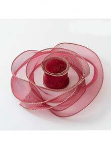 10码4厘米/圣诞装饰丝带，圣诞礼品包装丝带，金色鱼尾纱丝带，雪纱，波浪纱头饰，蝴蝶结装饰，适用于花束，花环，婚礼，生日派对，圣诞节和万圣节礼品包装，头饰，服装装饰