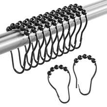 6/12/24-Piece Rust-Proof Stainless Steel Shower Curtain Roller Ball Hooks – Decorative Polished Nickel Bathroom Curtain Hooks For Shower Rods | Bathroom Upgrade Accessories, Fall Decor Renovation Essential Home Bathroom Decor Bathroom Accessories Back To School