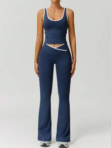 NcmRyu 1 Set Women Sexy Butt Lifting Casual Sleeveless Top And Pants Yoga Fitness Outfit