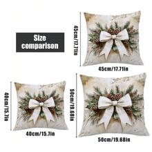 1 Vỏ gối trang trí Giáng sinh hình cây thông Noel tối giản họa tiết kẻ caro, vải nhung đào mềm mại, in một mặt, vỏ gối 40*40/45*45/50*50CM, quà tặng Giáng sinh - Nhiều màu - Xem 3