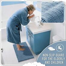 Bathroom Rugs Non Slip Washable 24x17 Inch Ultra Soft Absorbent Chenille Bath Mat Quick Dry Shaggy Floor Carpet For Tub Shower Denim Blue Home Decor Accories