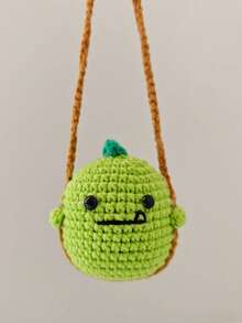 1pc Handmade Crochet Cute Frog, Penguin, Chicken, Duck, Rabbit Car Rearview Mirror Hanging Ornament Decor,Fake Plants - Multicolor - View 18