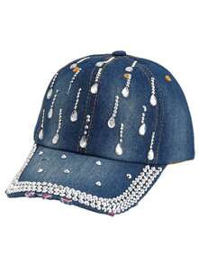 Gorra de béisbol deportiva de moda para el comercio transfronterizo, sombrero de sol vintage con adorno de cristal de forma de gota de agua 3D para fiesta y vacaciones