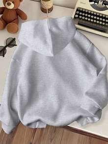 Young Boy Video Game Graphic Warm Hoodie - Grey - View 9