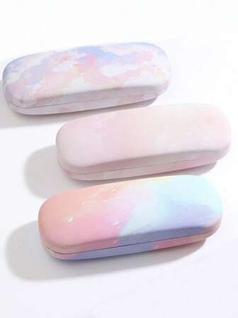 1pc Fashionable Watercolor Painting Style Glasses Case, Compact And Fresh Portable Travel Sunglasses Storage Box,Reading Glasses Case,Hard Shell Pressure Resistant, Coin, Jewelry, Headphones And Other Storage Boxes,Glasses Box,Cute Sunglasses Case