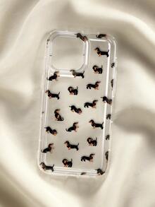 可爱腊肠犬图案液态硅胶手机壳，全方位保护，防震防摔，TPU软橡胶材质，兼容三星Galaxy手机 - 彩色 - 查看 4