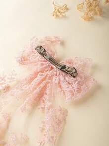 1pc Lace Embroidered Bow Headband, Chiffon Ribbon Hair Clip, Versatile Hair Accessory Suitable For Photoshoot, Travel, Wedding - Multicolor - View 7