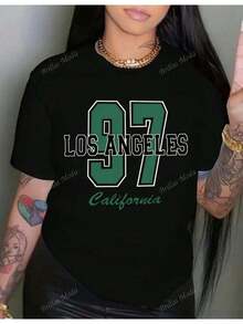 disfraz halloween hombrePlayera casual estampada con números y letras, cuello redondo y mangas cortas para primavera y verano, ropa de mujerplayera de hombretwilight - Negro - Ver 1