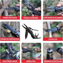 DOXASIK Navaja Multiherramienta Alicates Multiusos, Herramienta Multiusos 15 en 1 Multifuncional plegables alicates acero inoxidable Navaja Suiza Alicate Destornillador Herramienta Multifuncional - negro - Ver 2