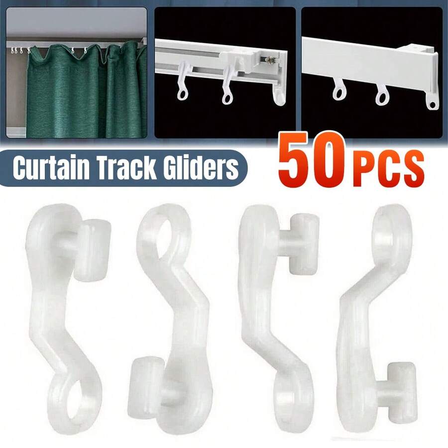 2Set (50pcs/Set)Strong White Curtain Track Glide Runner Glider Hook For Swish Railing - White - View 1