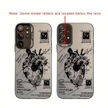 Estuche para teléfono con patrón de corazón de boceto estético para Galaxy S10+/S20Ultra/S21Fe/S22Ultra/S23/S24/S24Plus/M10S/M12/Note20/A03/A04E/A05S/A10S/A11/A12/A13/A14/A15/A20/A21S/A22/A23/A24/A25/A30/A30S/A31/A32/A33/A34/A35/A50/A52/A53/A54/A55/A70/A71/A72/Note 20Ultra - Negro - Ver 6