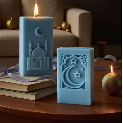 1 件椰子树、月亮和星星形状的蜡烛模具，耐热、灵活且易于清洁，适用于 DIY 香薰蜡烛、肥皂制作、石膏香薰石装饰、树脂铸造等，多功能模具可用于节日装饰、冥想和氛围营造