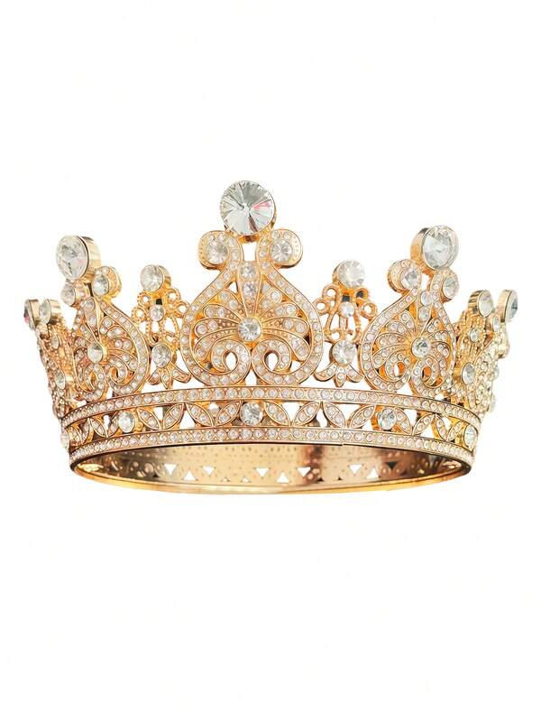 1pc Elegant Majestic Bridal Crown, Suitable For Women's Wedding Party Accessory