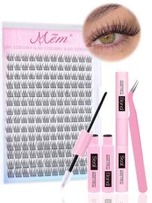 168pcs D-Curl Natural Looking Eyelash Extension Kit, Delicate & Lightweight, 9-12mm Single Lashes, Includes Lash Glue And Tweezer, DIY At Home, Suitable For Beginners, Travel, Daily Wear, Weddings, Dates, Parties, Holidays, Also Great As Christmas/Halloween/Gift Eyelash Set - Black - View 11