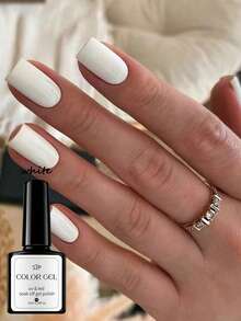 1瓶Y2K白色指甲油，UV/LED可卸甲油胶，适用于DIY美甲沙龙、居家美甲、节日礼物、法式美甲、圣诞美甲、美甲DIY沙龙礼物、万圣节美甲礼物 - 白色 - 查看 3