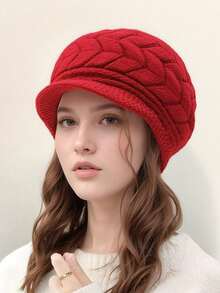 1pc Women's Hat & Gloves Set, Fashionable Casual Knitted Beanie Hat, Suitable For Autumn/Winter Daily Use, Outdoor Travel, Hiking, Skiing, Cycling, Climbing, Photography And More