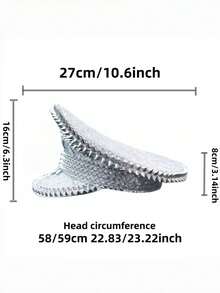 HongLuan 1pc Shiny Silver Polyester Steampunk Rhinestone Captain Hat For Women & Men, Suitable For Halloween Costumes, Bachelorette Party, Cosplay, Christmas, Adult Party, Bar, Music Festival, Cruise Party, Masquerade Ball, Bachelor Party, Carnival, Travel, Women's Gathering - Silver - View 3
