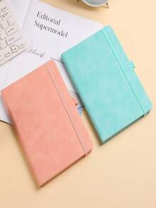 1pc A6 Hardcover Notebook With Bookmark Ribbon - Soft Cover Business Diary, School Supplies, Stationery, Back To School Essential, Study Notebook