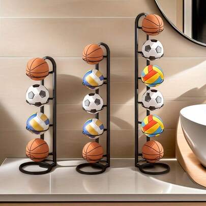 1pc Metal Easy-Assemble Ball Storage Rack, Multi-Tier Basketball Organizer With Large Round Base - Sturdy Metal Sports Ball Holder For Basketball, Soccer, Volleyball - Various Sizes Available, Home Decor, Room/Bedroom Decor, School Supplies