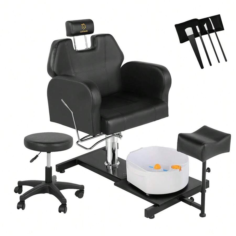 Professioneller tragbarer Pedikürestuhl mit Massagebecken, 360° drehbarer Hocker, höhenverstellbar, keine Installation erforderlich, für den Einsatz zu Hause/im Salon-Spa