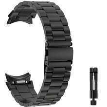 1条银黑色快拆金属表带，兼容三星Galaxy Watch 7、Galaxy Watch 6（6 Classic 47mm/43mm）、5/4（44mm/40mm）、FE/5 Pro（45mm）、4 Classic（46mm/42mm），不锈钢材质，男女通用，20mm - 黑色 - 查看 9